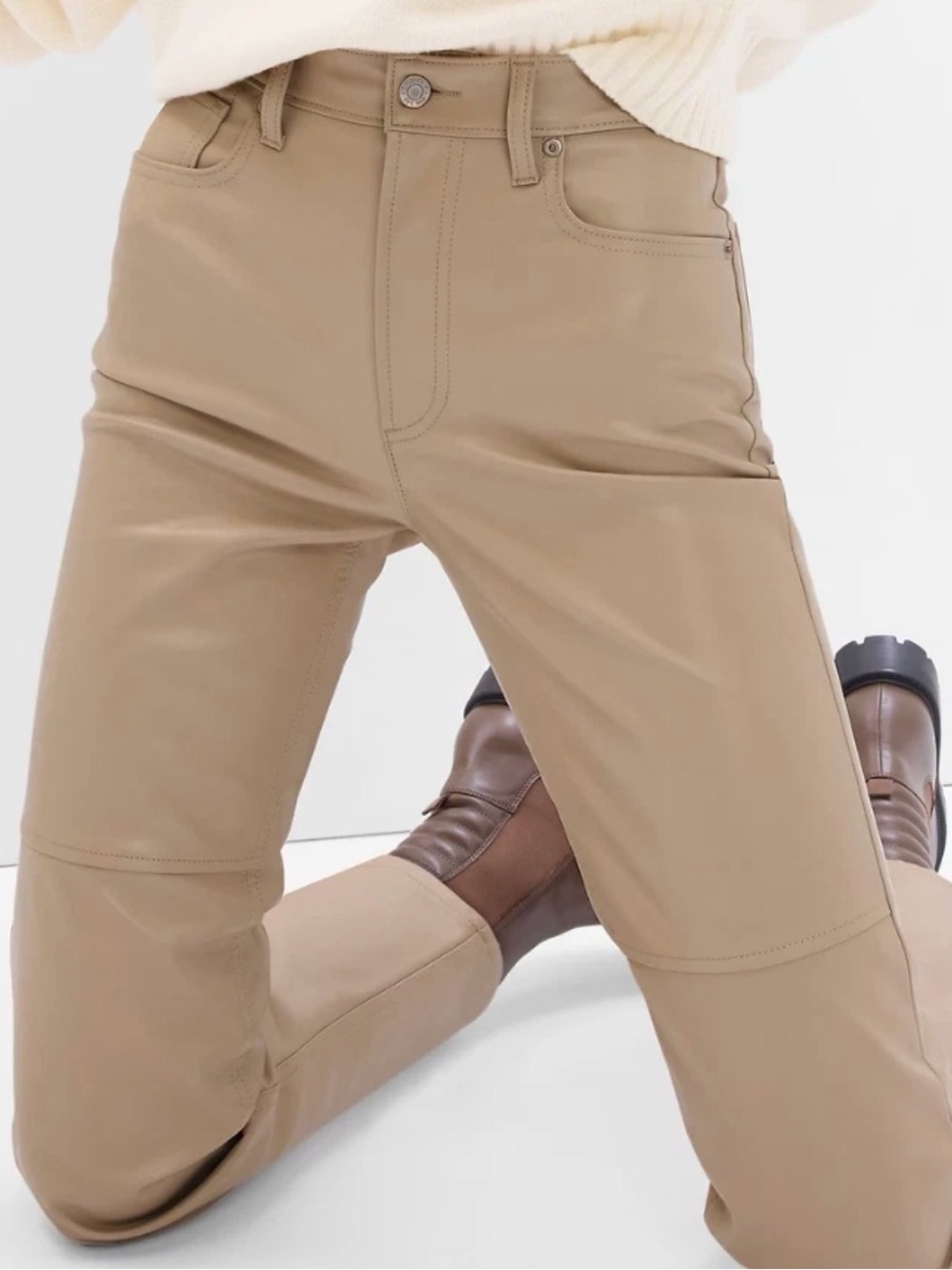 NWT GAP High Rise Vegan Leather Cheeky Straight Pants